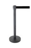 Set of 2 black crowd control barriers with 3m retractable belts