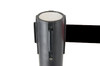 Set of 2 black crowd control barriers with 3m retractable belts