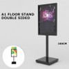 A1 double sided black metal poster stand floor display