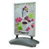 A1 waterbase double-sided pavement sign with silver handle and wheels – outdoor snap frame display stand