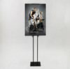 Double-sided height adjustable metal banner stand for retail and trade shows