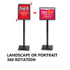 Black A3 floor standing poster display with heavy duty base and rotatable frame