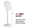 Silver A3 floor sign stand with heavy duty base