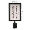 Black A4 portrait sign holder attached to a retractable belt queue bollard
