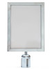 Silver A3 portrait sign holder for a retractable belt queue post, front view