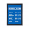 A1 black adhesive window poster holder in use