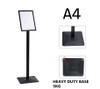 Black heavy duty A4 sign floor stand with adjustable height