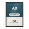 A0 black 32mm heavy duty snap frame with square corners, front view