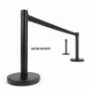Black 62 cm retractable belt queue barrier with a black belt, 1 post