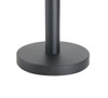 Black retractable belt queue barrier with a black belt in use