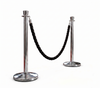 Premium Rope Queue Barrier Set with Silver Bollards and Black Braided Rope