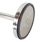 Silver queue barrier stanchions with black rope