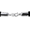 Silver queue barrier stanchions with black rope