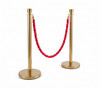 Polished Gold Stainless Steel Rope Barrier Stanchion Set - 2 Posts & 1 Red Rope