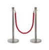 Silver Queue Barrier Bollard with Red Rope