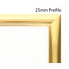 Gold A4 snap lock poster frame with 25mm square aluminium profile
