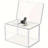 Clear acrylic lockable donation box with A6 landscape sign holder