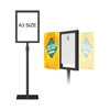 Black A3 double-sided floor stand sign holder with adjustable height