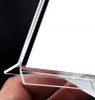 A4 portrait perspex sign holder with a printed insert loaded from the bottom