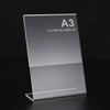 A3 portrait L-shape acrylic sign holder in 2mm clear perspex, single sided