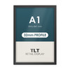 A1 black 32mm heavy duty snap frame with square corners, front view