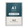 A1 silver 32mm heavy duty snap frame with square corners, front view