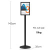 Heavy duty black A3 floor standing sign holder, double-sided poster stand