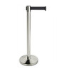 Premium 2m Retractable Black Belt Queue Barrier Silver Crowd Control Stanchion