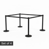 Set of 4 Premium 2m Retractable Belt Queue Barrier – Matte Black Crowd Control Stanchion (view 2)
