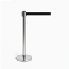 Premium silver retractable belt queue barrier in use indoors