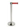 Set of 4 Premium 2m Retractable Belt Queue Barrier –  Silver Crowd Control Stanchion RED Stainless Steel