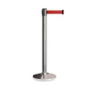 Set of 4 Premium 2m Retractable Belt Queue Barrier –  Silver Crowd Control Stanchion RED Stainless Steel