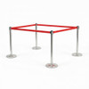 Set of 4 Premium 2m Retractable Belt Queue Barrier –  Silver Crowd Control Stanchion RED Stainless Steel
