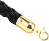 Premium Queue Barriers Set Crowd Control Bollards (2x golden POLE+ 1x braided Black Rope)