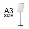 A3 black AB floor poster stand with round base, front view