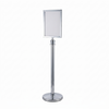Premium chrome rope bollard barrier with double-sided A4 sign holder