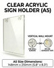 A5 Clear Acrylic Wall Mounted Sign Holder in Portrait Orientation