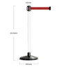 Clear PVC queue barrier dimensions: 1016mm height, 350mm base, 63mm belt