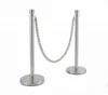 Polished Stainless Steel Rope Barrier Stanchion Set - 2 Posts & 1 Silver Rope