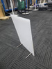 Side view of the sign holder on its metal legs