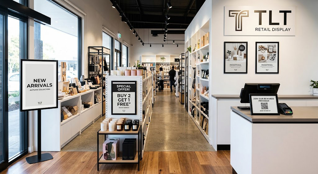 Learn how Australian retailers display posters professionally — the right frames, sizes, heights and locations to make your in-store signage work harder