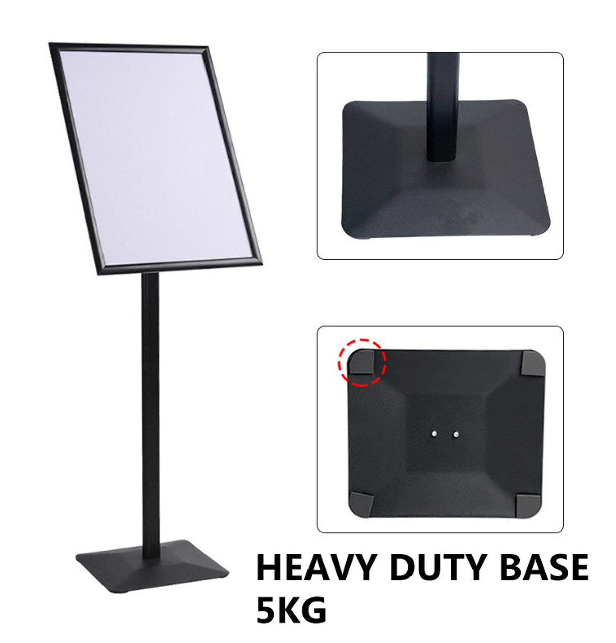 A3 Sign Floor Stand (Heavy Duty Base) Frame Poster Stand Display Stands  BLACK