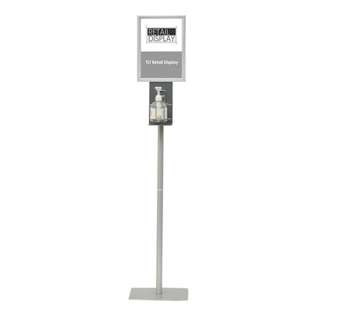 Hand Sanitiser Station for Pump Bottle Floor Stand with A4 Snap in Sign holder