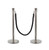 2x Queue Barriers + 1 Ropes Crowd Control Bollards Stands (SILVER WITH BLACK ROPE)