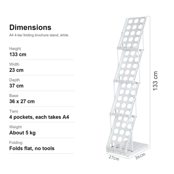 Premium Portable A4 Brochure Holder / Literature Display Stand / Catalogue White (view 3)