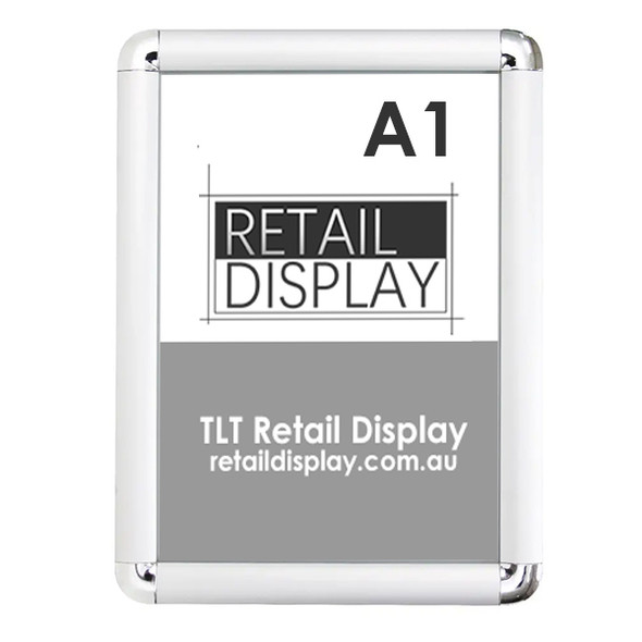 A1 silver snap lock poster frame with rounded corners