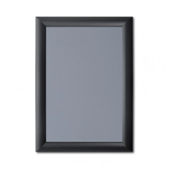Black A4 25mm aluminium snap lock poster frame with square corners