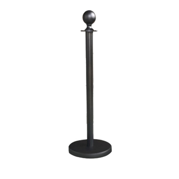 black rope stanchion post, 92 cm ball top, front view