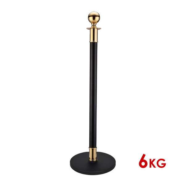 black and gold rope stanchion post, 92 cm ball top, front view