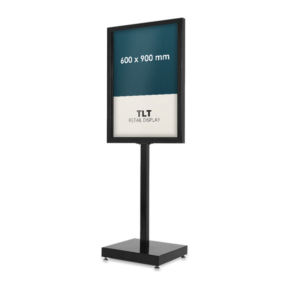 A1 double sided black metal poster stand floor display